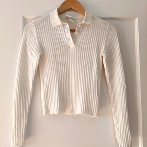 Ribbed knit Polo sweater